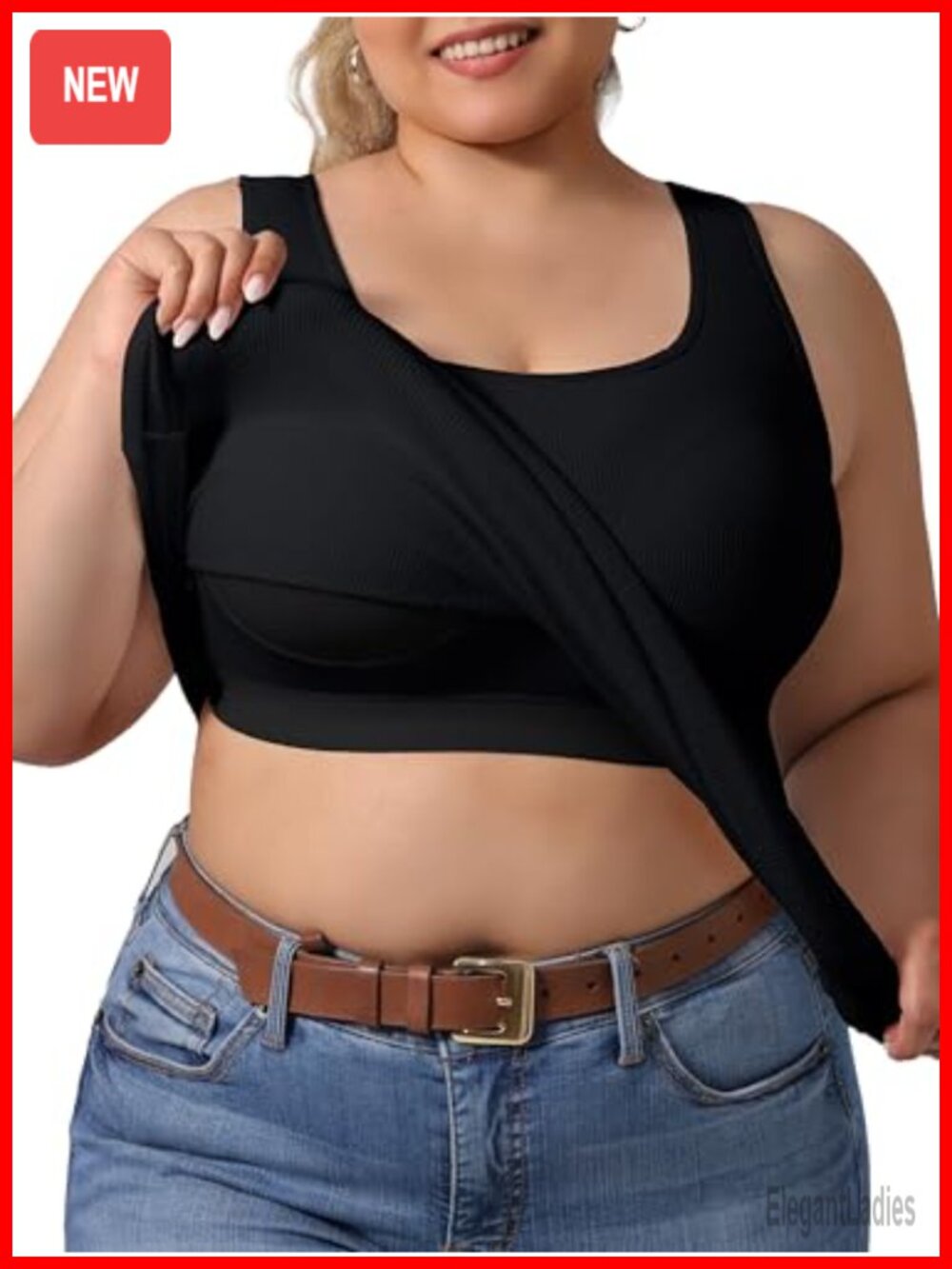 Plus Size Womens Tank Top Built-in Bra U-Back Padded Racerback Activewear